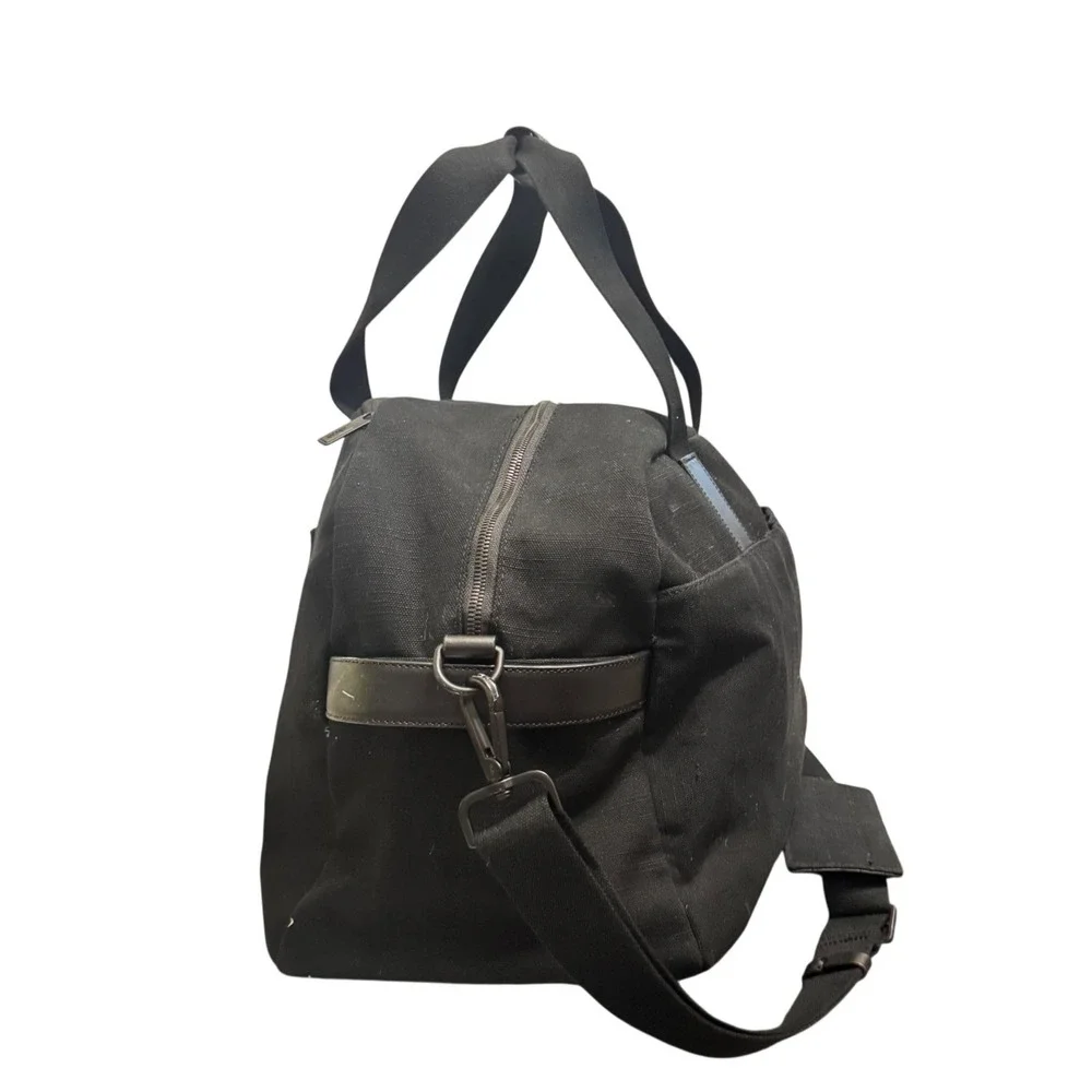 Away Black Canvas Weekender Carry-on Duffle Bag‎ Leather Trim Trolley Sleeve OS